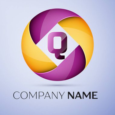 Harf Q vektör logo sembol renkli daire içinde. Tasarımınız için vektör şablonu