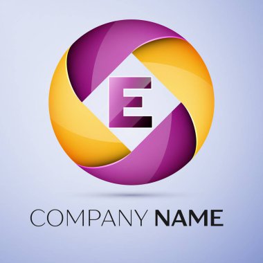 E harfinin vektör logo sembol renkli daire içinde. Tasarımınız için vektör şablonu