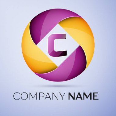 C harfi vektör logo sembol renkli daire içinde. Tasarımınız için vektör şablonu