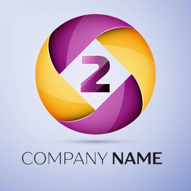 İki numaralı vektör logo sembol renkli daire içinde. Tasarımınız için vektör şablonu