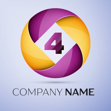 Dört numaralı vektör logo sembol renkli daire içinde. Tasarımınız için vektör şablonu