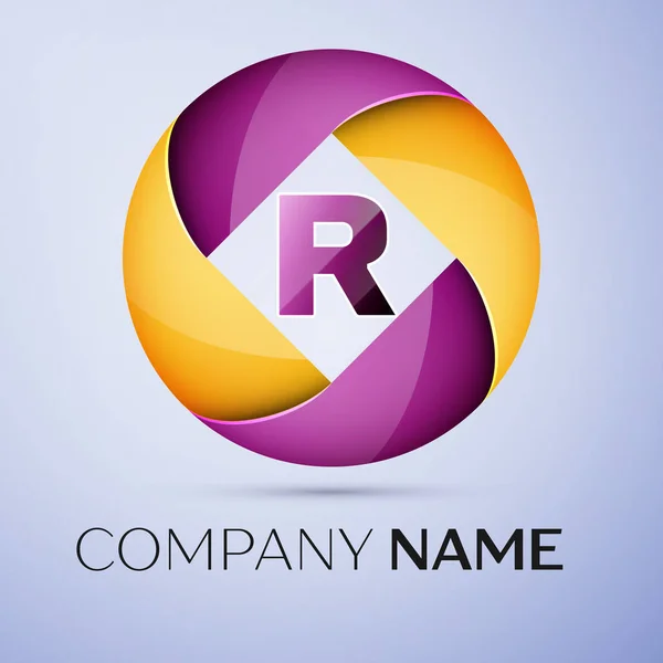 Letter R vector logo symbol in the colorful circle. Vector template for your design — Stock Vector