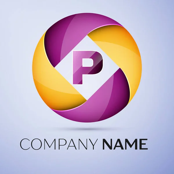Letter P vector logo symbol in the colorful circle. Vector template for your design — Stock Vector