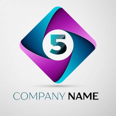 Beş numaralı vektör logo simge renkli rhombus. Tasarımınız için vektör şablonu