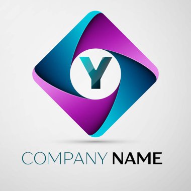 Y harfi vektör logo simge renkli rhombus. Tasarımınız için vektör şablonu