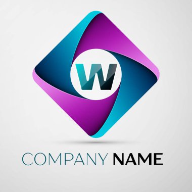 Renkli rhombus harf W vektör logo simge. Tasarımınız için vektör şablonu