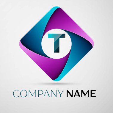 Renkli rhombus T harfinin vektör logo simge. Tasarımınız için vektör şablonu