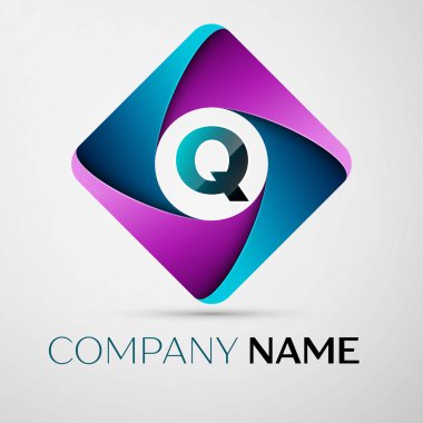 Renkli rhombus harf Q vektör logo simge. Tasarımınız için vektör şablonu