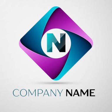 N harfi vektör logo simge renkli rhombus. Tasarımınız için vektör şablonu