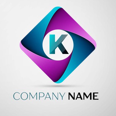 K harfi vektör logo simge renkli rhombus. Tasarımınız için vektör şablonu