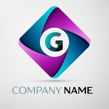 G harfi vektör logo simge renkli rhombus. Tasarımınız için vektör şablonu