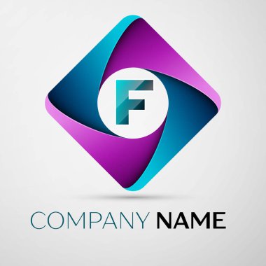 Renkli rhombus F harfi vektör logo simge. Tasarımınız için vektör şablonu