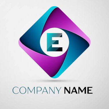 E harfinin vektör logo simge renkli rhombus. Tasarımınız için vektör şablonu