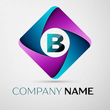B harfi vektör logo simge renkli rhombus. Tasarımınız için vektör şablonu