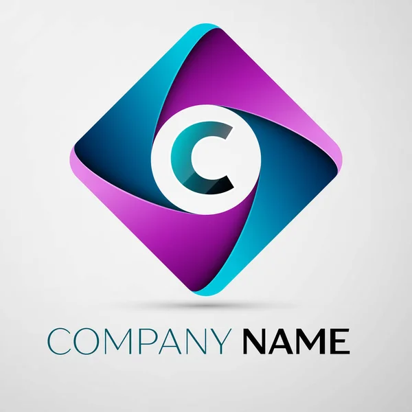 Letter C vector logo symbol in the colorful rhombus. Vector template for your design — Stock Vector