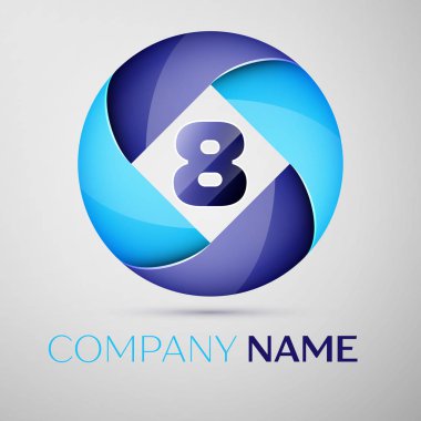 8 renkli logo daire içinde numara. Tasarımınız için vektör şablonu