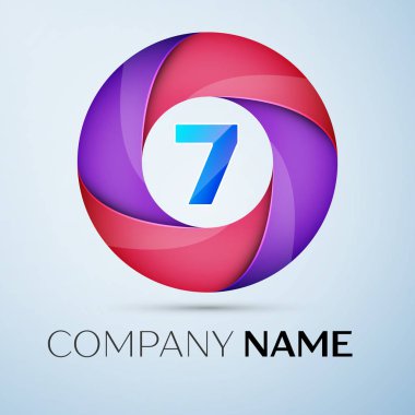 Yedi numaralı vektör logo sembol renkli daire içinde. Tasarımınız için vektör şablonu