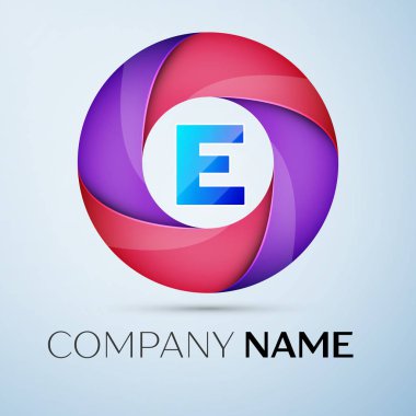 E harfinin vektör logo sembol renkli daire içinde. Tasarımınız için vektör şablonu