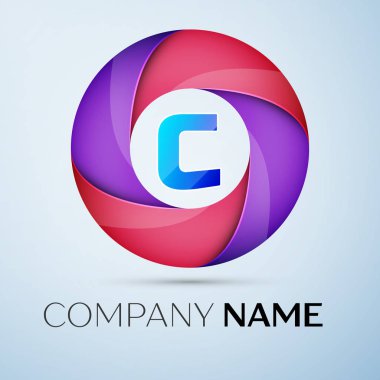 C harfi vektör logo sembol renkli daire içinde. Tasarımınız için vektör şablonu