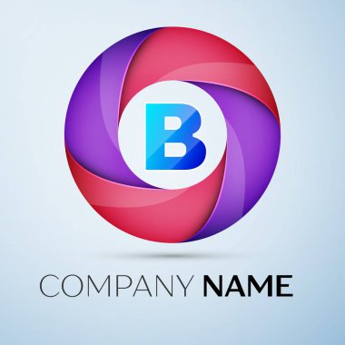 B harfi vektör logo sembol renkli daire içinde. Tasarımınız için vektör şablonu