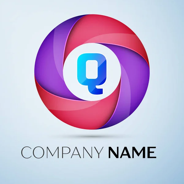 Символ векторного логотипа буквы Q в красочном круге. Векторный шаблон для Вашего дизайна — стоковый вектор