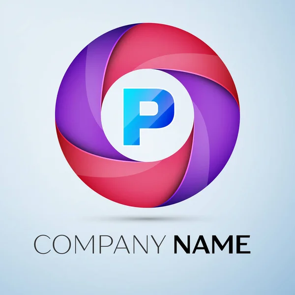 Символ векторного логотипа буквы P в красочном круге. Векторный шаблон для Вашего дизайна — стоковый вектор
