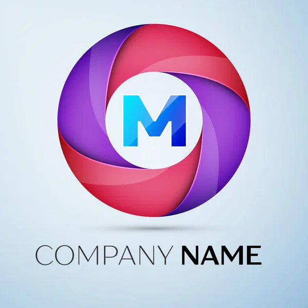 Letra símbolo do logotipo do vetor M no círculo colorido. Modelo de vetor para o seu projeto — Vetor de Stock