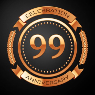 Altın yüzük ve kurdele ile doksan dokuz yıl yıldönümü kutlama.