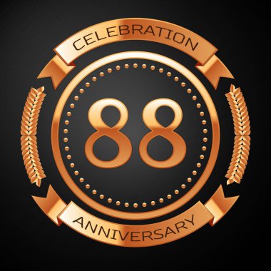 Seksen sekiz yıl yıldönümü kutlamaları altın yüzük ve kurdele ile.