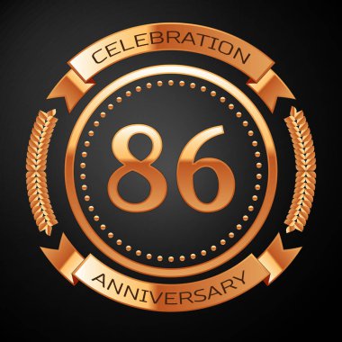 Seksen altı yıl yıldönümü kutlamaları altın yüzük ve kurdele ile.