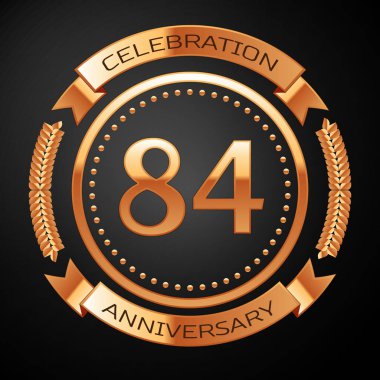 Seksen dört yıl yıldönümü kutlamaları altın yüzük ve kurdele ile.