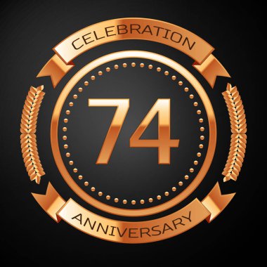 Yetmiş dört yıl yıldönümü kutlamaları altın yüzük ve kurdele ile.