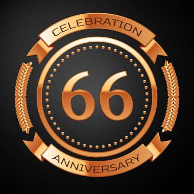 Altmış altı yıl yıldönümü kutlamaları altın yüzük ve kurdele ile.