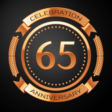 Altmış beş yıl yıldönümü kutlamaları altın yüzük ve kurdele ile.