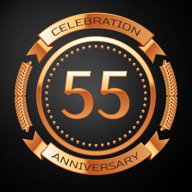 Elli beş yıl yıldönümü kutlamaları altın yüzük ve kurdele ile.