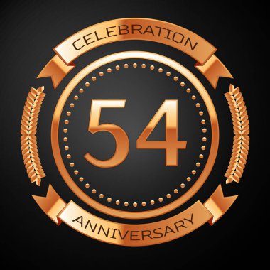 Elli dört yıl yıldönümü kutlamaları altın yüzük ve kurdele ile.