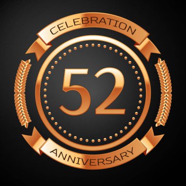 Elli iki yıl yıldönümü kutlamaları altın yüzük ve kurdele ile.