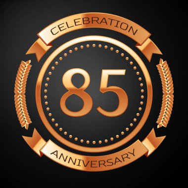 Seksen beş yıl yıldönümü kutlamaları altın yüzük ve kurdele ile.