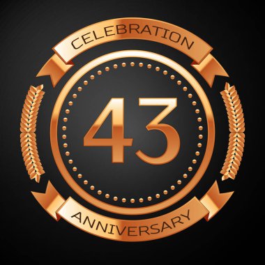 Kırk üç yıl yıldönümü kutlamaları altın yüzük ve kurdele ile.