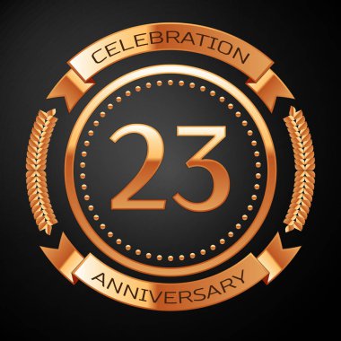 Yirmi üç yıl yıldönümü kutlamaları altın yüzük ve kurdele ile.