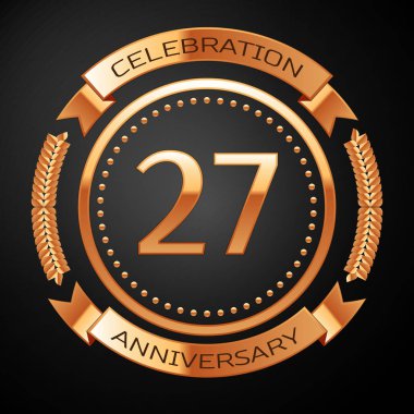 Yirmi yedi yıl yıldönümü kutlamaları altın yüzük ve kurdele ile.