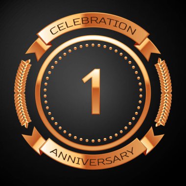 Altın yüzük ve kurdele ile bir yıl yıldönümü kutlamaları.