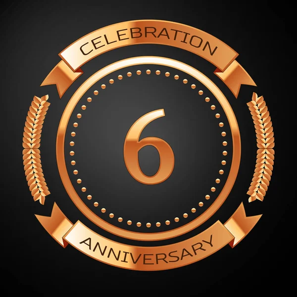 Altın yüzük ve kurdele ile altı yıl yıldönümü kutlama.