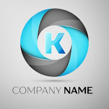 K harfi vektör logo sembol renkli daire içinde. Tasarımınız için vektör şablonu