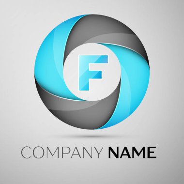 F harfi vektör logo sembol renkli daire içinde. Tasarımınız için vektör şablonu