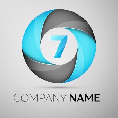 Yedi numaralı vektör logo sembol renkli daire içinde. Tasarımınız için vektör şablonu