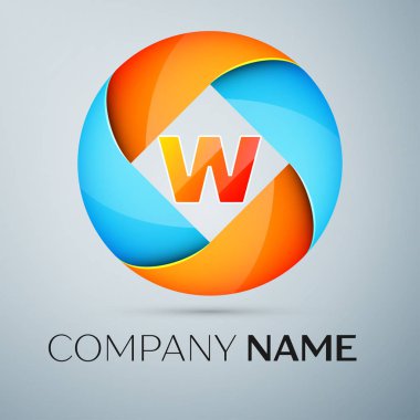Harf W vektör logo sembol renkli daire içinde. Tasarımınız için vektör şablonu
