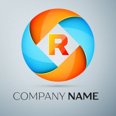 Harf R vektör logo sembol renkli daire içinde. Tasarımınız için vektör şablonu