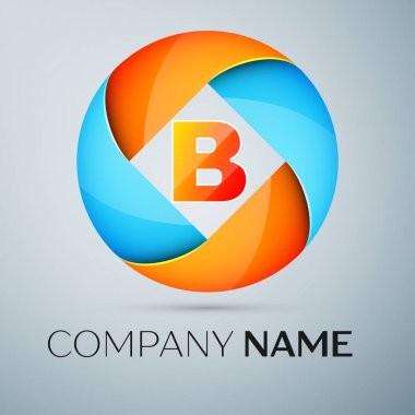 B harfi vektör logo sembol renkli daire içinde. Tasarımınız için vektör şablonu