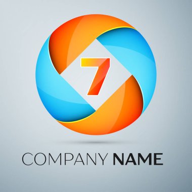 Yedi numaralı vektör logo sembol renkli daire içinde. Tasarımınız için vektör şablonu